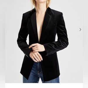 Theory Black Stretch Velvet Power Jacket Blazer